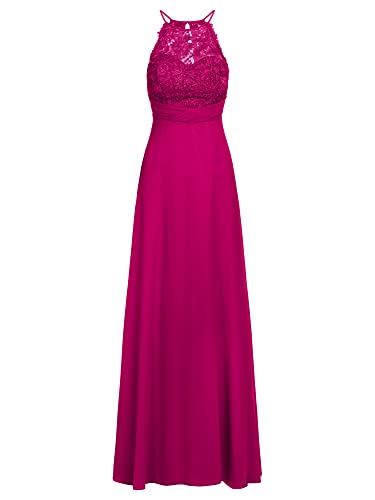 APART Fashion Abendkleid aus Chiffon und Spitze, Fuchsia, L von APART Fashion