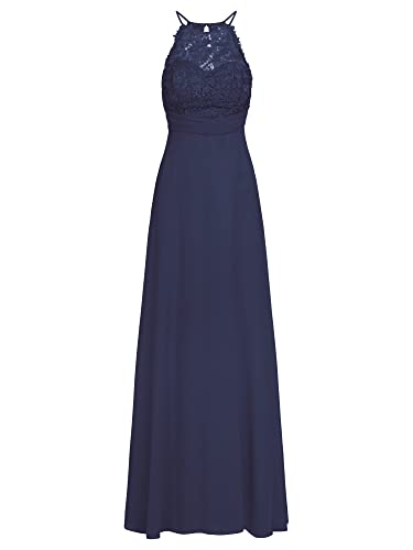 APART Fashion Abendkleid aus Chiffon und Spitze, Navy, S, 72015 von APART Fashion