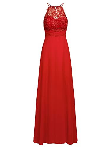 APART Fashion Damen Apart Chiffon Lace Evening Special Occasion Dress, Rot, L EU von APART Fashion