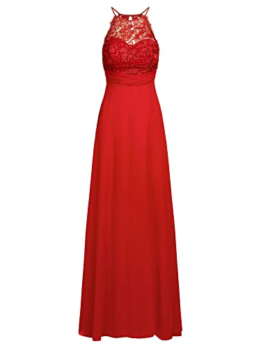 APART Fashion Abendkleid aus Chiffon und Spitze, rot, M von APART Fashion