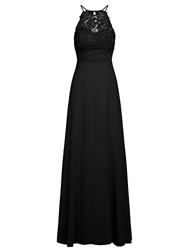 APART Fashion Abendkleid aus Chiffon und Spitze, schwarz, L, 72014 von APART Fashion