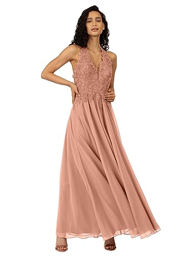 APART Abendkleid aus Einer plastischen Spitze und mit Glitzersteinen verziert, Rose, 40 von APART Fashion