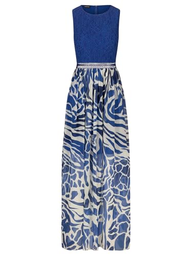 APART Abendkleid im Materialmix aus Spitze und Allover bedrucktem Chiffon, Royalblau-Creme, 38 von APART Fashion