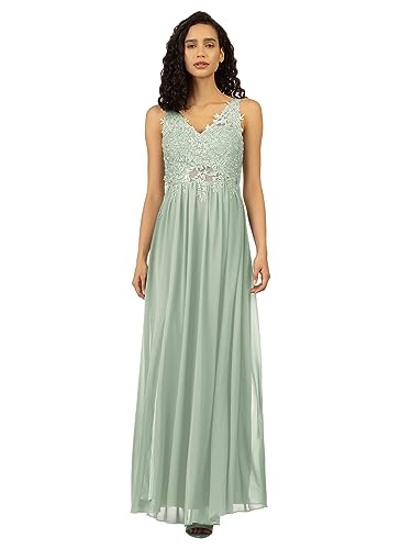 APART Abendkleid im Materialmix aus besticktem Mesh mit plastischer Spitze und Chiffon, Mint, 38 von APART Fashion