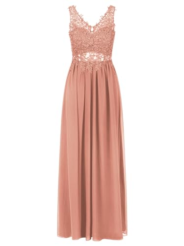 APART Abendkleid im Materialmix aus besticktem Mesh mit plastischer Spitze und Chiffon, Rose, 38 von APART Fashion