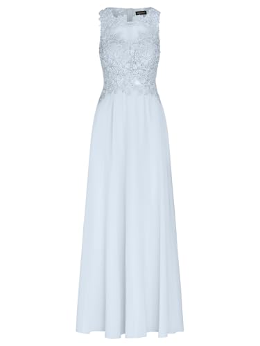 APART Abendkleid im Materialmix aus bestickter Spitze und Chiffon, hellblau, 36 von APART Fashion