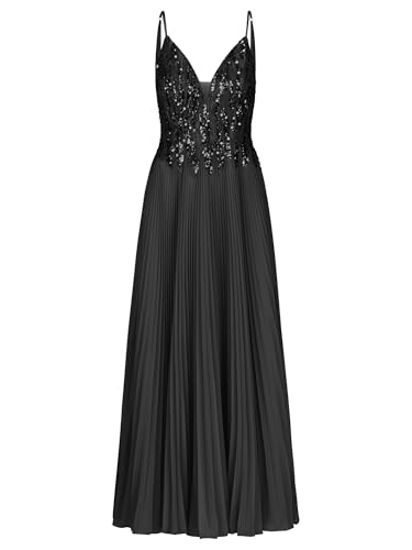 APART Abendkleid im Materialmix aus bestickter Spitze und Chiffon, schwarz, 44 von APART Fashion