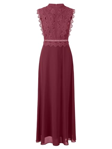 APART Abendkleid mit Spitze und transparentem Rückenteil, Bordeauxrot, 38 von APART Fashion