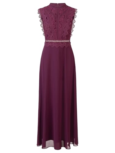 APART Abendkleid mit Spitze und transparentem Rückenteil, dunkel lila, 40 von APART Fashion