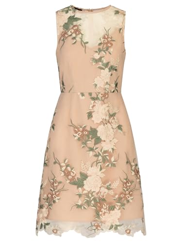 APART Besticktes Meshkleid mit plastischem Blumenmuster, Nude-Multicolor, 44 von APART Fashion