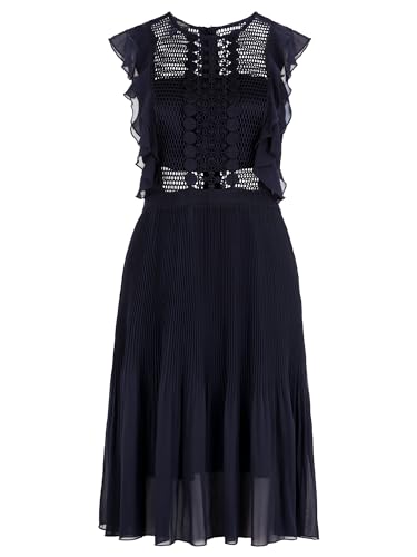 APART Cocktailkleid Kleid aus semitransparentem Georgette und transparenter Netzware, Nachtblau, 42 von APART Fashion