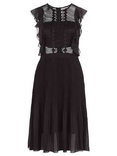 APART Cocktailkleid Kleid aus semitransparentem Georgette und transparenter Netzware, schwarz, 38 von APART Fashion
