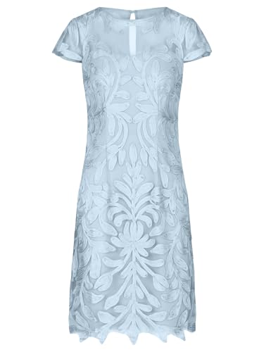 APART Cocktailkleid aufwendig bestricktes Meshkleid, hellblau, 44 von APART Fashion
