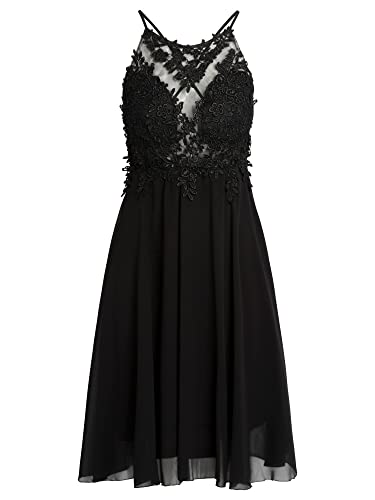 APART Fashion Cocktailkleid aus Chiffon, Mesh und Spitze, schwarz, L von APART Fashion