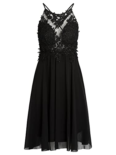 APART Fashion Cocktailkleid aus Chiffon, Mesh und Spitze, schwarz, S, 71996 von APART Fashion