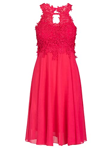 APART Fashion Cocktailkleid aus Chiffon, Mesh und Spitze mit herzförmigem Abschluss, Fuchsia, M von APART Fashion