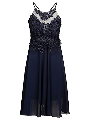 APART Fashion Cocktailkleid aus Chiffon, Mesh und Spitze mit weitem Rockpart, Navy, 40 von APART Fashion