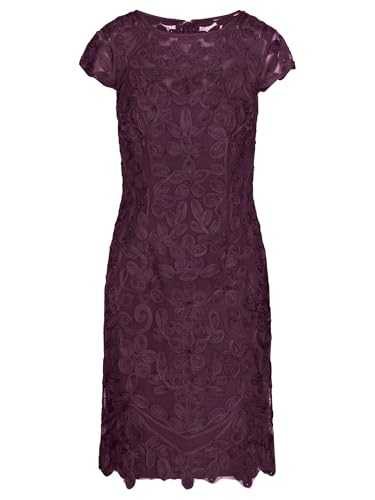 APART Cocktailkleid aus aufwendig gestricktem Mesh, kurz und mit Allovermuster, Pflaume, 40 von APART Fashion