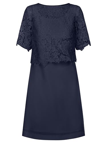 APART Cocktailkleid aus einem ärmelosen Etuikleid und einem Spitzenshirt, Navy, 36 von APART Fashion