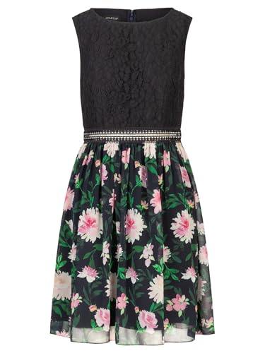 APART Cocktailkleid im Materialmix aus Spitze und Allover bedrucktem Chiffon, Nachtblau-Multicolor, 38 von APART Fashion