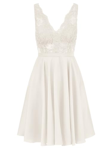 APART Cocktailkleid im Materialmix aus plastischer Spitze und mattschimmerndem Satin, Creme, 36 von APART Fashion