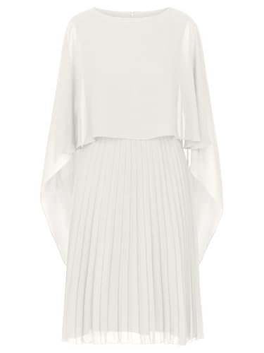 APART Cocktailkleid mit Chiffoncape mit Plisseerock und angearbeitetem Cape aus Chiffon, Creme, 46 von APART Fashion