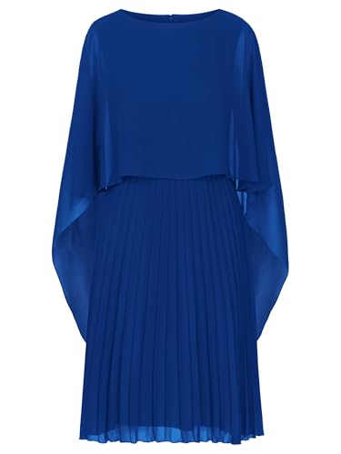 APART Cocktailkleid mit Chiffoncape mit Plisseerock und angearbeitetem Cape aus Chiffon, Royalblau, 44 von APART Fashion