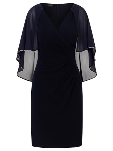 APART Cocktailkleid mit angearbeitetem Chiffoncape, Nachtblau, 44 von APART Fashion