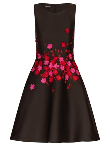 APART Cocktailkleid mit gestickten Blättern und 3-D Blüten in Multicolor, schwarz-Multicolor, 40 von APART Fashion