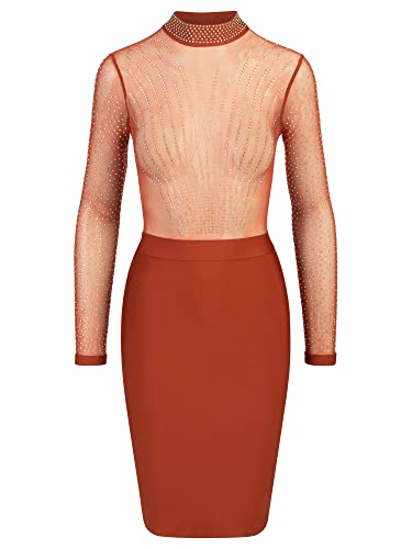 APART Fashion Damen Cocktailkleid Mit Metallisch Glänzenden Steinchen Dress, Bronze, 42 EU von APART Fashion