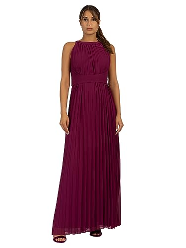 APART Damen Chiffon Langes Abendkleid, Rundhalsausschnitt, ärmelloses Design, Partykleid mit Taillengürtel, leichtes &bequemes Hochzeitsgäste Kleid, perfekt für lässige und formelle Anlässe, beere von APART Fashion