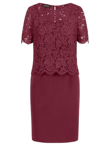 APART Etuikleid mit Spitzenjäckchen und mit Spitzenoberteil, Bordeauxrot, 44 von APART Fashion