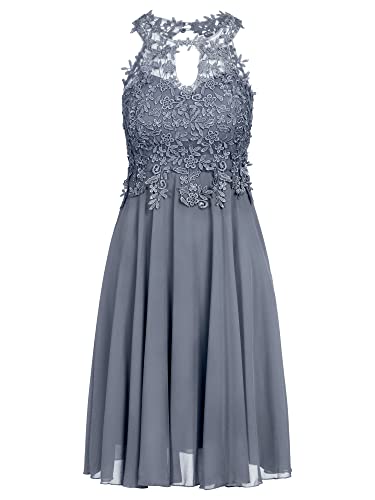 APART Fashion Cocktailkleid aus Chiffon, Mesh und Spitze, hellblau, M, 71991 von APART Fashion