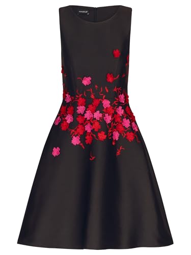 APART Cocktailkleid mit gestickten Blättern und 3-D Blüten in Multicolor, schwarz-Multicolor, 38 von APART Fashion