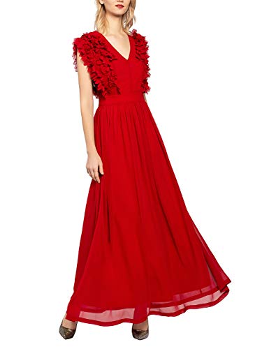APART Fashion Damen Chiffon Dress Partykleid, per Pack Rot (Lipstick-red Lipstick-red), 34 (Herstellergröße: 34) von APART Fashion