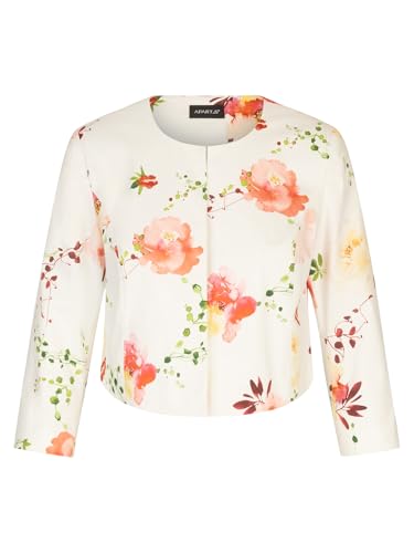 APART Fashion Damen Floral Satin Blazer, Leichte Creme Jacke, 3/4 Ärmel Casual Jacke, Elegant Cropped Passform, Rundhals Business Jacke, Hakenverschluss, Hochzeitsgast Outfit APART Fashion Damen Floral Satin Blazer, Leichte Creme Jacke, 3/4 Ärmel Casual Jacke, Elegant Cropped Passform, Rundhals Business Jacke, Hakenverschluss, Hochzeitsgast Outfit von APART Fashion