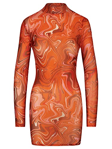 APART Fashion Damen Jurk Kleid, Orange-Multicolor, 36 EU von APART Fashion