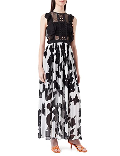 APART Fashion Damen Long Printed Mesh Dress Partykleid, Schwarz-cream, 38 EU von APART Fashion