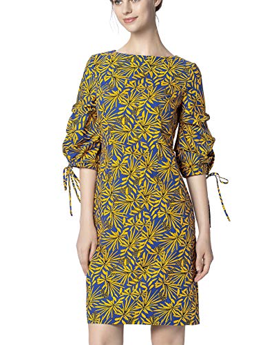 APART Fashion Damen Printed Dress Kleid, per Pack Mehrfarbig (Gelb-Royalblau Gelb-Royalblau), 38 (Herstellergröße: 38) von APART Fashion