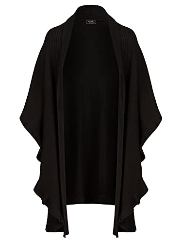 APART Fashion Strick-Poncho seitlich mit schmalem Volant, schwarz, M von APART Fashion