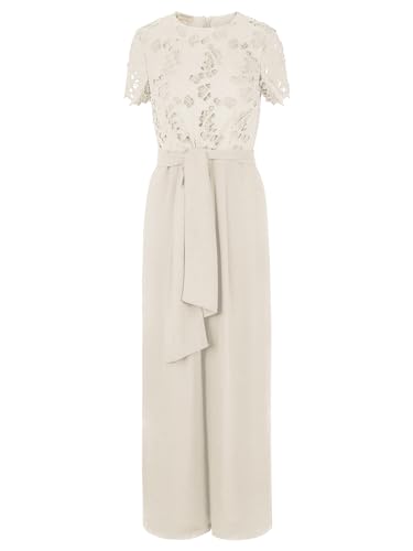 APART Hochzeitsoverall mit Spitze im Materialmix aus Spitze und Chiffon, Creme, 44 von APART Fashion