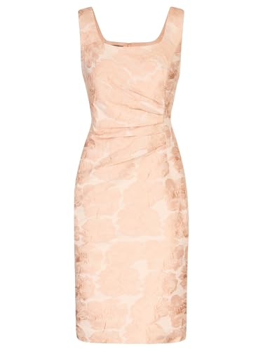 APART Jacquard Etuikleid mit glänzenden Blüten mit Faltendrapierung, Rose, 36 von APART Fashion