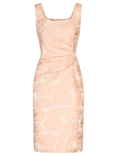 APART Jacquard Etuikleid mit glänzenden Blüten mit Faltendrapierung, Rose, 42 von APART Fashion
