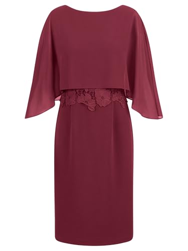APART Kleid mit Chiffoncape in Lagenoptik mit Spitzenborte, Bordeauxrot, 46 von APART Fashion