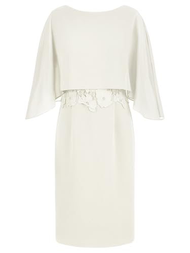 APART Kleid mit Chiffoncape in Lagenoptik mit Spitzenborte, Creme, 36 von APART Fashion