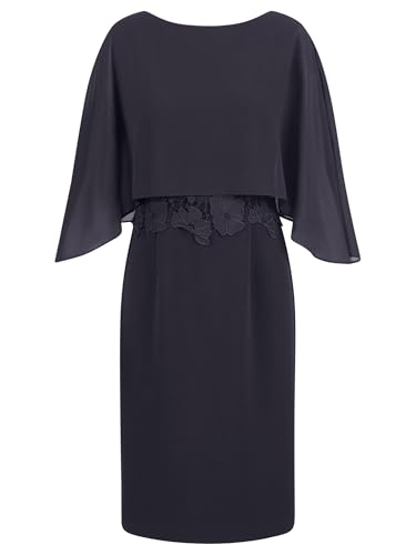 APART Kleid mit Chiffoncape in Lagenoptik mit Spitzenborte, Nachtblau, 42 von APART Fashion