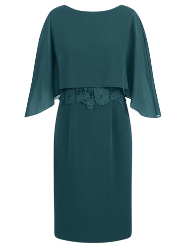 APART Kleid mit Chiffoncape in Lagenoptik mit Spitzenborte, dunkelgrün, 38 von APART Fashion