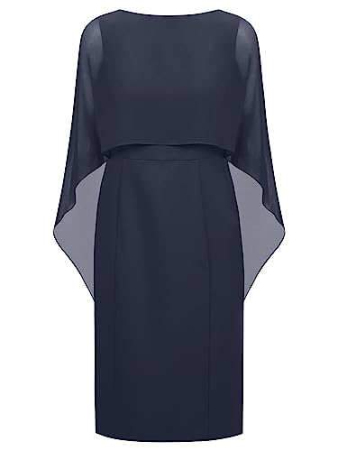 APART Kleid mit angearbeitetem Cape aus Chiffon, Navy, 40 von APART Fashion