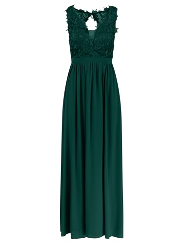 APART Langes Chiffon Kleid mit asymmetrischem Ausschnitt, dunkelgrün, 34 von APART Fashion