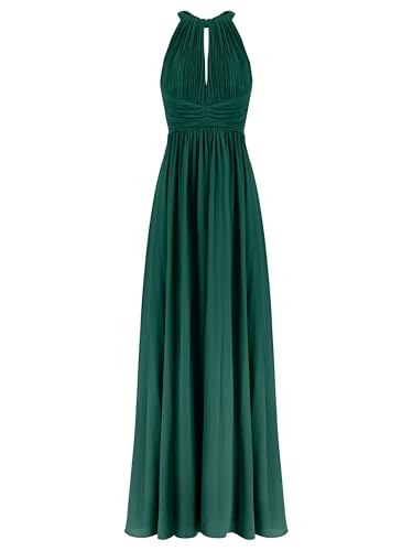 APART Langes Chiffon Kleid mit verstellbaren Spaghettiträgern, dunkelgrün, 40 von APART Fashion